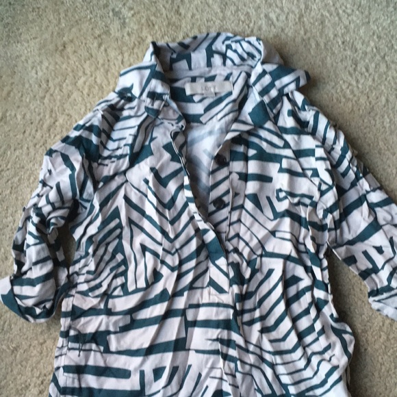 LOFT button up geometric dress - Picture 3 of 5